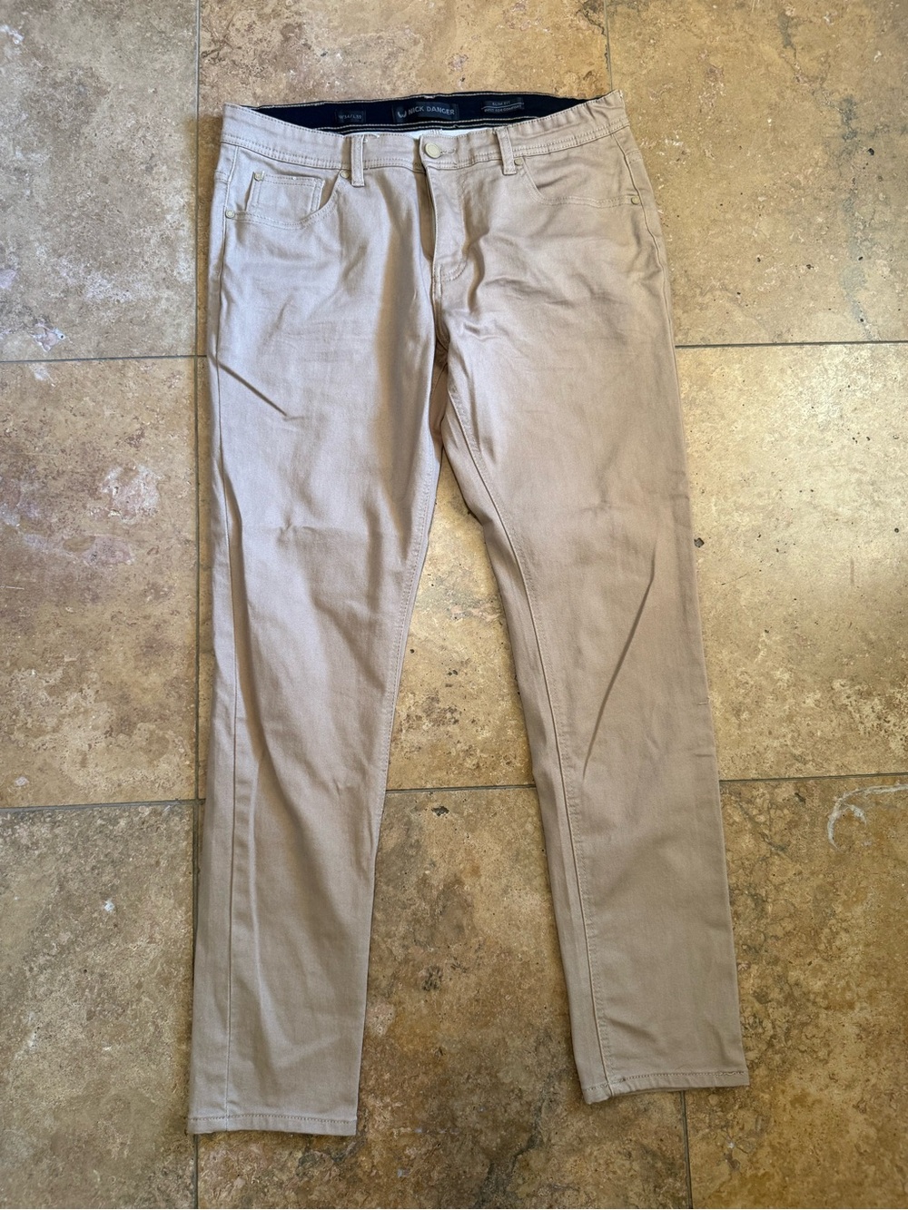 Men’s Nick Danger Slim Straight Denim  Pants in Light Khaki